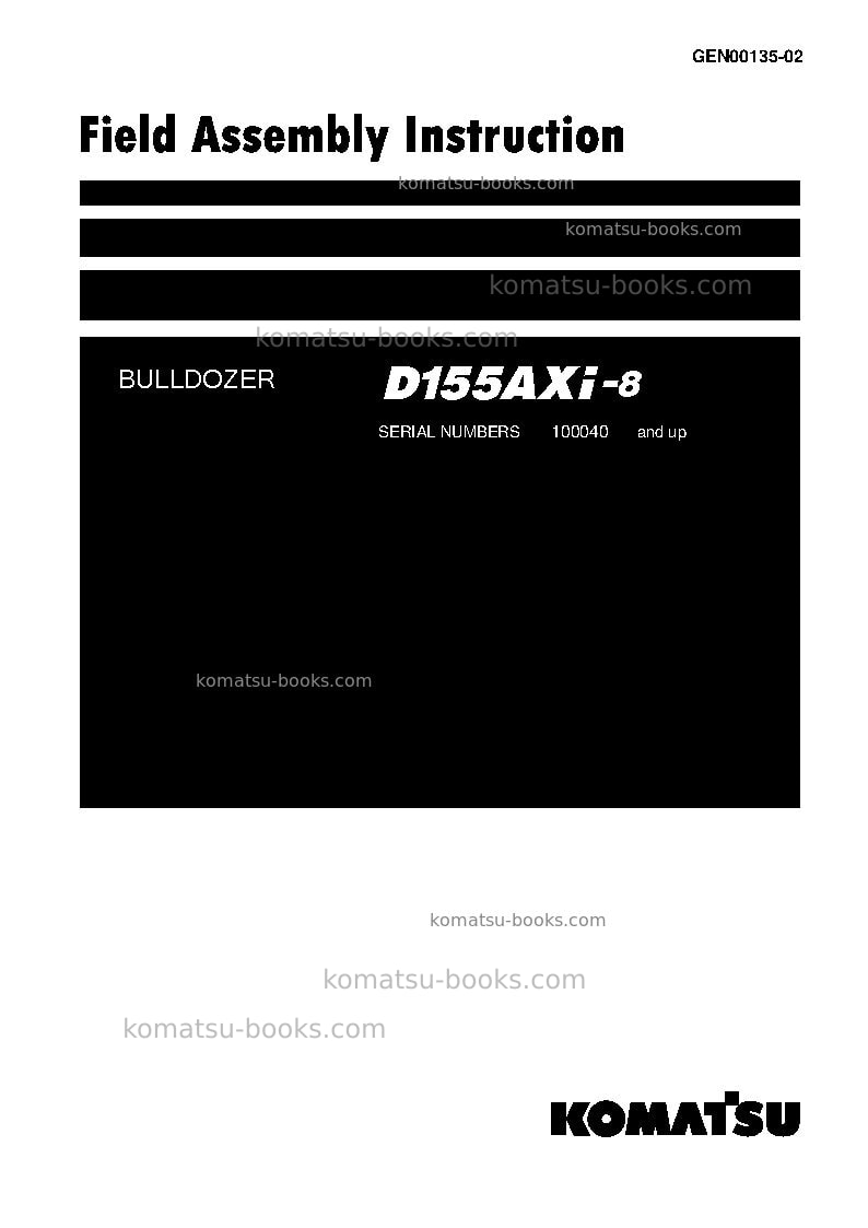 Komatsu d155axi-8jpn Field assembly manual cover Komatsu d155axi-8jpn Field assembly manual cover