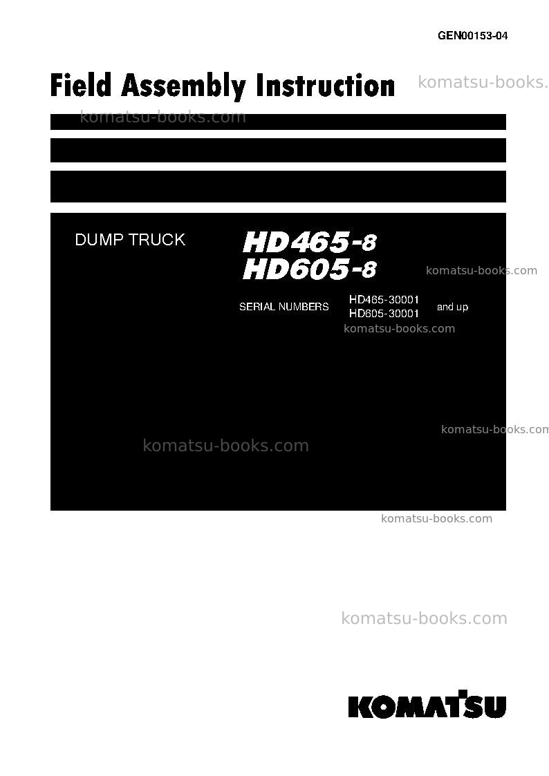 Komatsu hd465-8jpn Field assembly manual cover Komatsu hd465-8jpn Field assembly manual cover