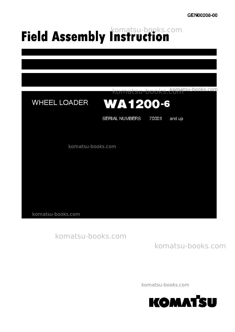Komatsu wa1200-6jpn Field assembly manual cover