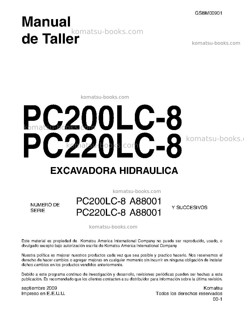 Komatsu pc200lc-8usa Reparación y mantenimiento cover