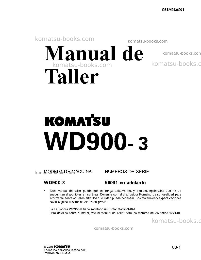 Komatsu wd900-3jpn Reparación y mantenimiento cover