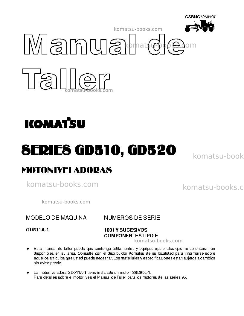 Komatsu gd511a-1jpn Reparación y mantenimiento cover