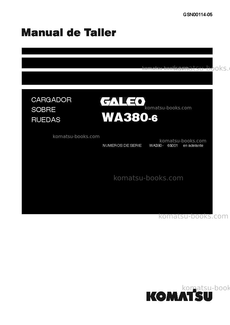 Komatsu wa380-6jpn Reparación y mantenimiento cover