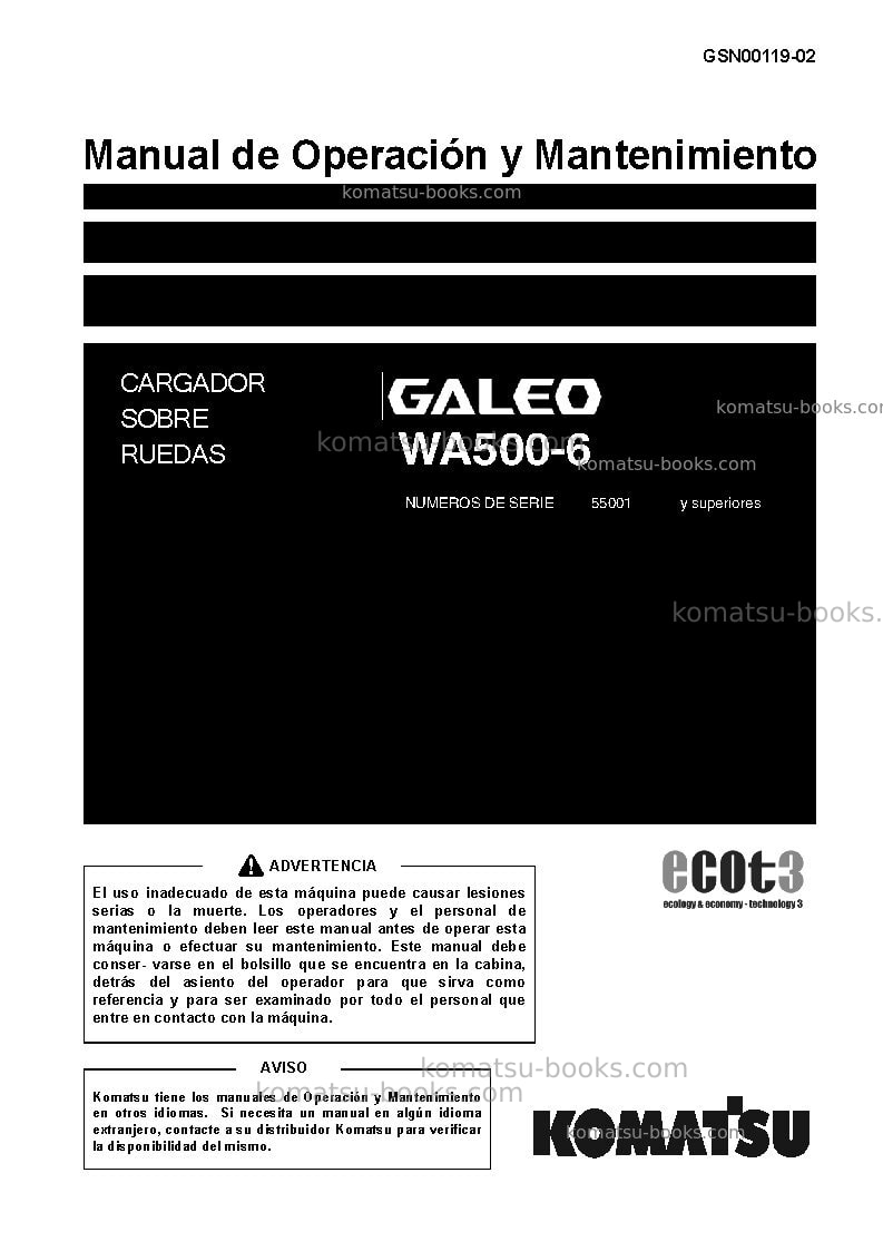 Komatsu wa500-6jpn Manual de operación cover