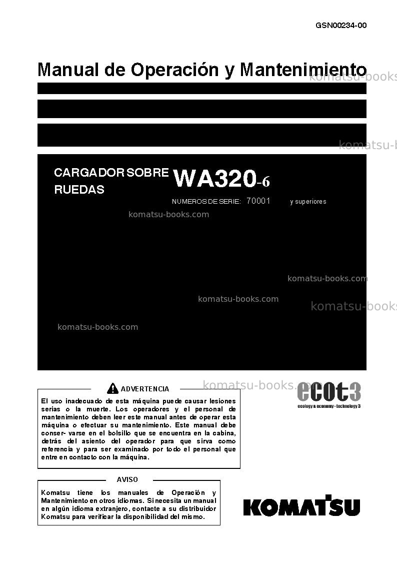 Komatsu wa320-6jpn Manual de operación cover