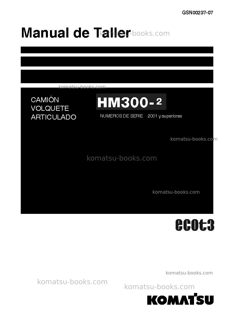 Komatsu hm300-2jpn Reparación y mantenimiento cover