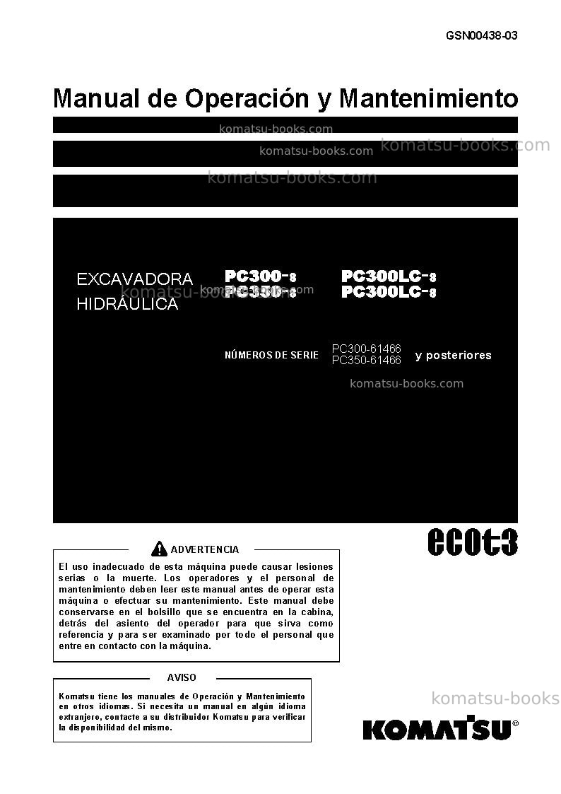 Komatsu pc350-8jpn Manual de operación cover Komatsu pc350-8jpn Manual de operación cover