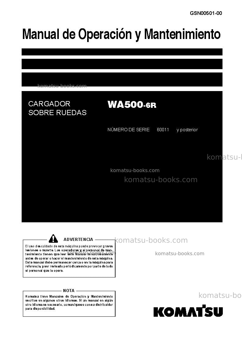 Komatsu wa500-6jpn-r Manual de operación cover Komatsu wa500-6jpn-r Manual de operación cover
