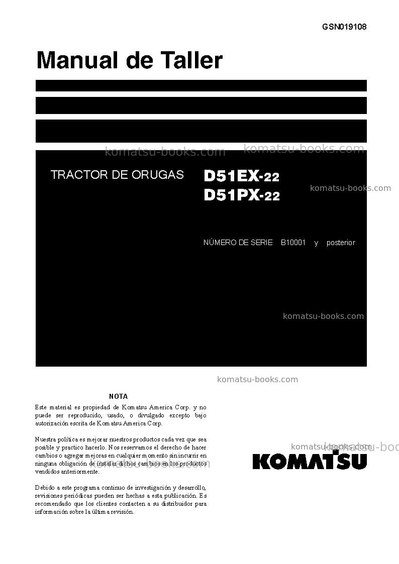 Komatsu d51ex-22bra Reparación y mantenimiento cover