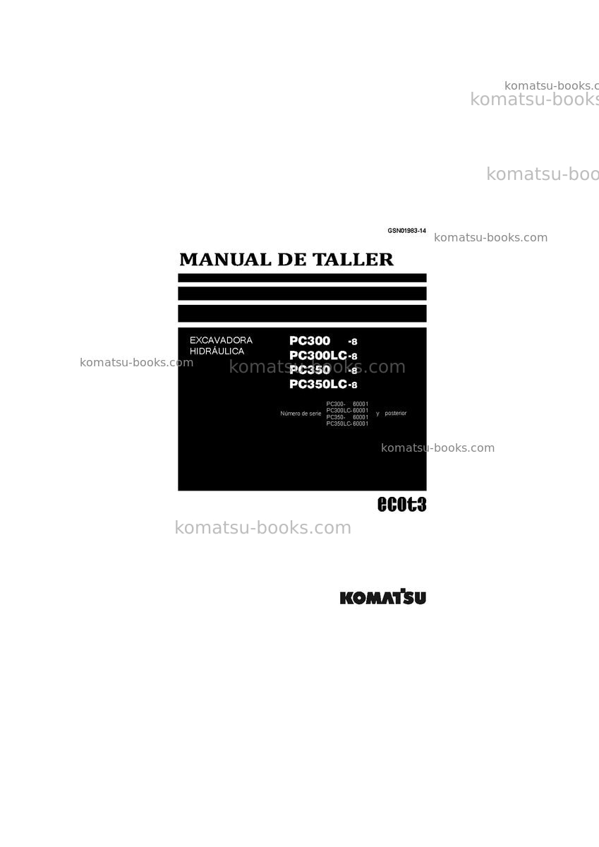 Komatsu pc300-8jpn Reparación y mantenimiento cover