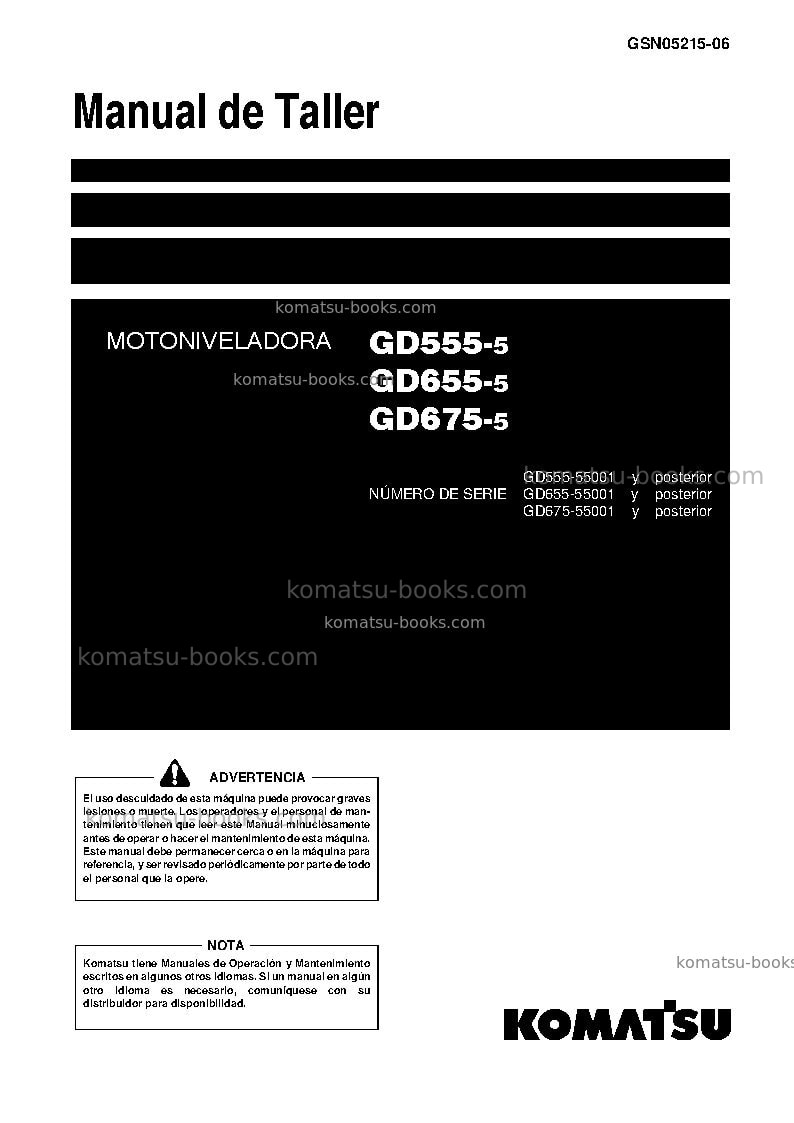 Komatsu gd555-5jpn Reparación y mantenimiento cover