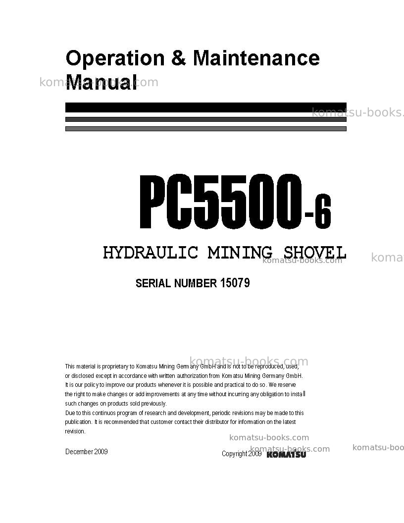 Komatsu pc5500-6deu Operation manual cover Komatsu pc5500-6deu Operation manual cover