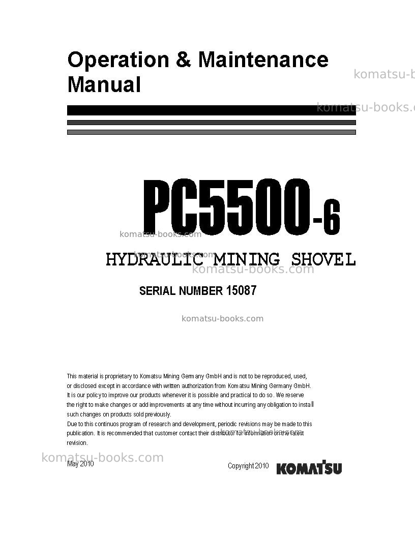 Komatsu pc5500-6deu Operation manual cover Komatsu pc5500-6deu Operation manual cover