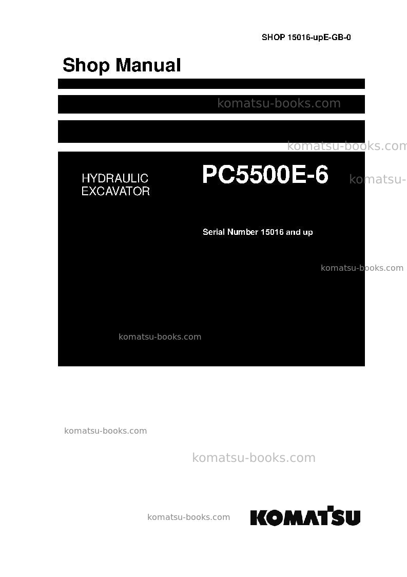 Komatsu pc5500e-6deu Repair & maintenance cover