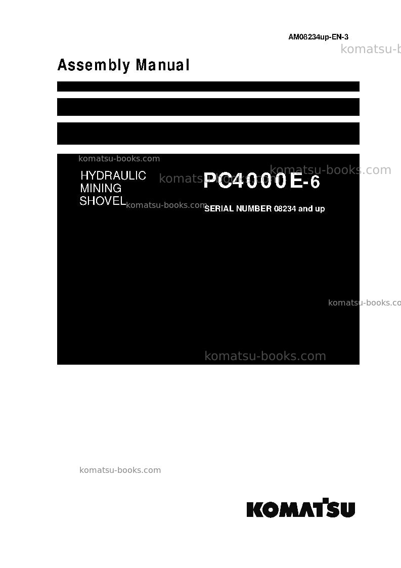 Komatsu pc4000e-6deu Field assembly manual cover Komatsu pc4000e-6deu Field assembly manual cover