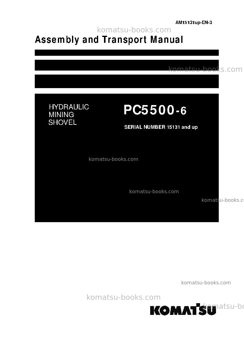 Komatsu pc5500-6deu-diesel Field assembly manual cover Komatsu pc5500-6deu-diesel Field assembly manual cover