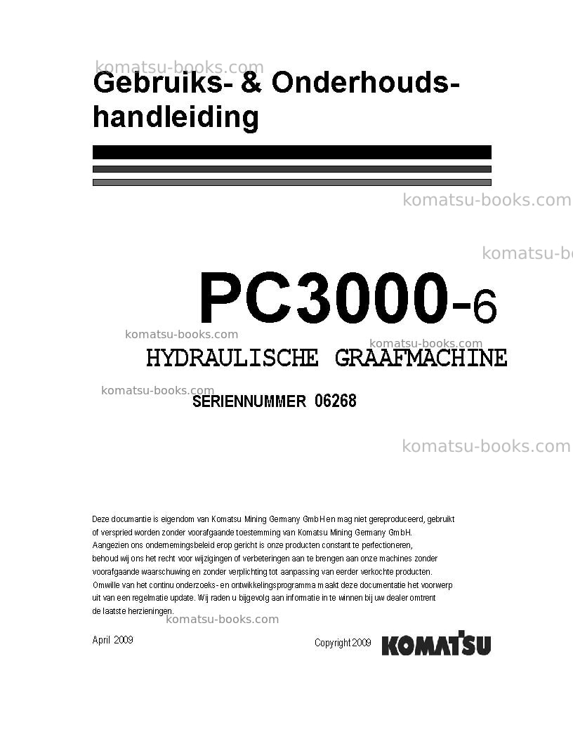 Komatsu pc3000-6deu Operation manual cover Komatsu pc3000-6deu Operation manual cover