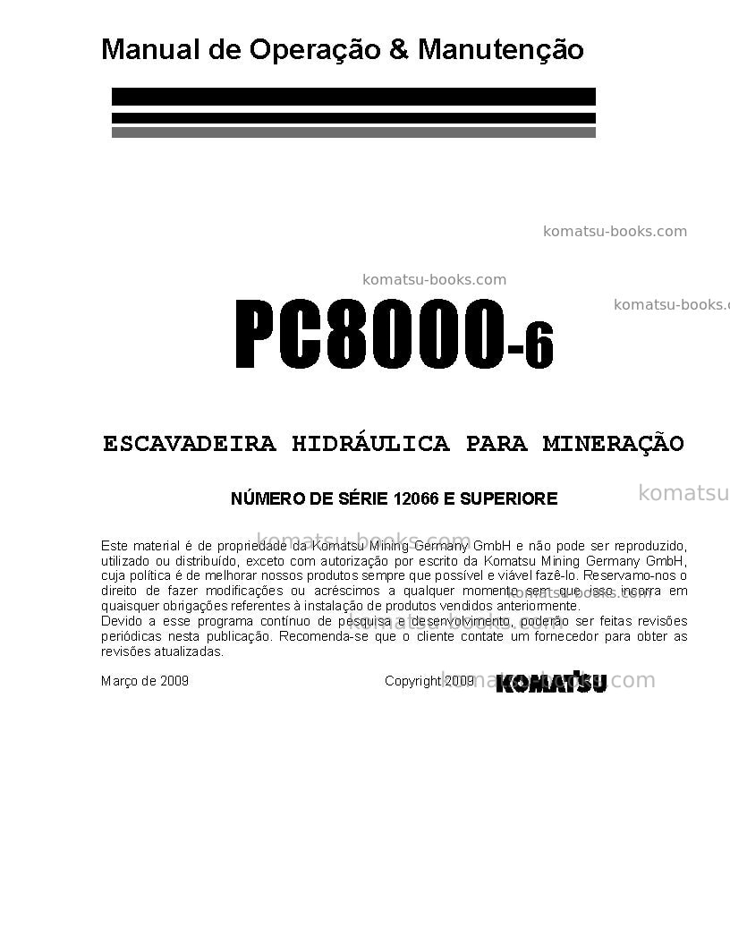Komatsu pc8000-6deu-electric motor Manual de operação capa Komatsu pc8000-6deu-electric motor Manual de operação capa
