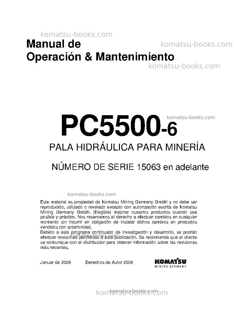 Komatsu pc5500-6deu Manual de operación cover Komatsu pc5500-6deu Manual de operación cover