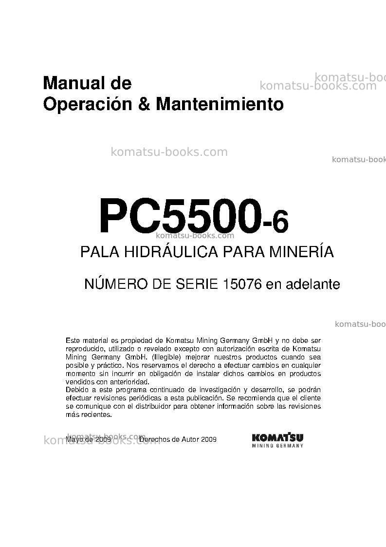 Komatsu pc5500-6deu Manual de operación cover Komatsu pc5500-6deu Manual de operación cover