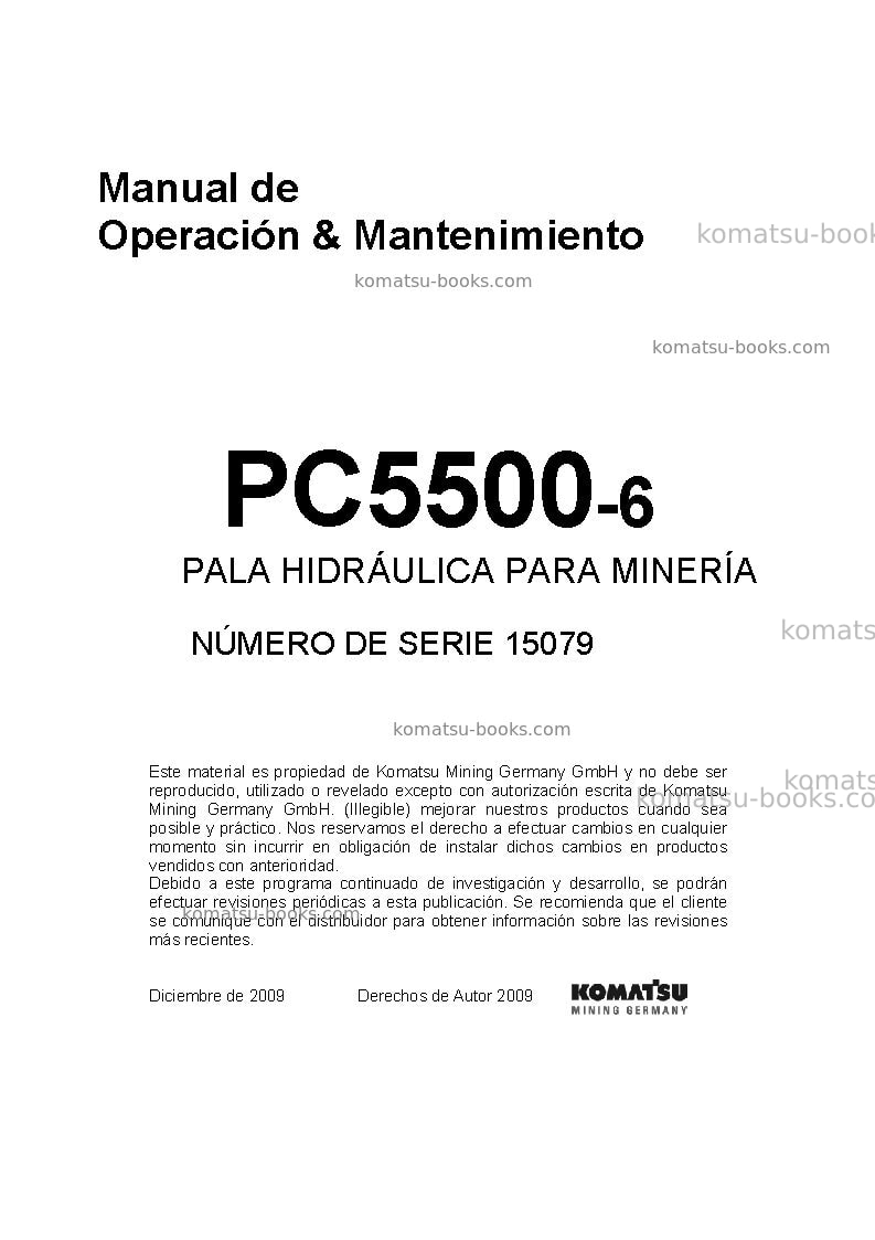 Komatsu pc5500-6deu Manual de operación cover