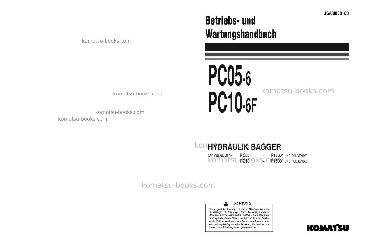 Komatsu pc10-6ita Betriebsanleitung Titelseite