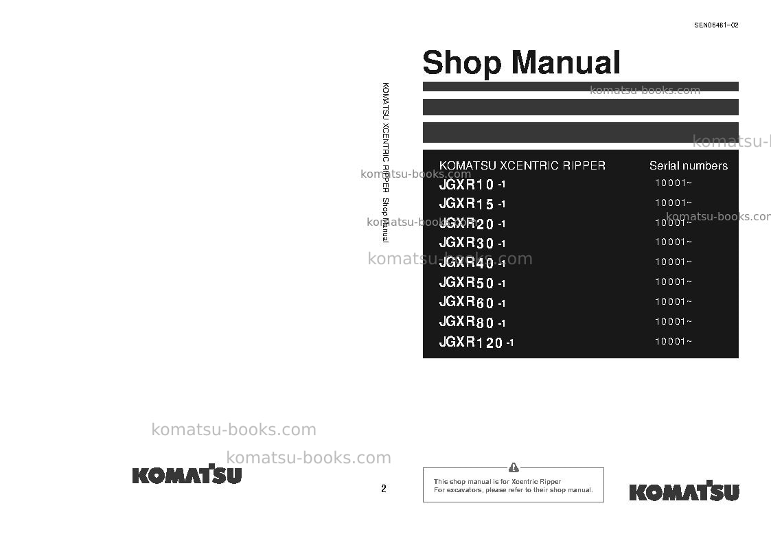 Komatsu jgx50-1jpn-xcentric ripper Operation manual cover Komatsu jgx50-1jpn-xcentric ripper Operation manual cover