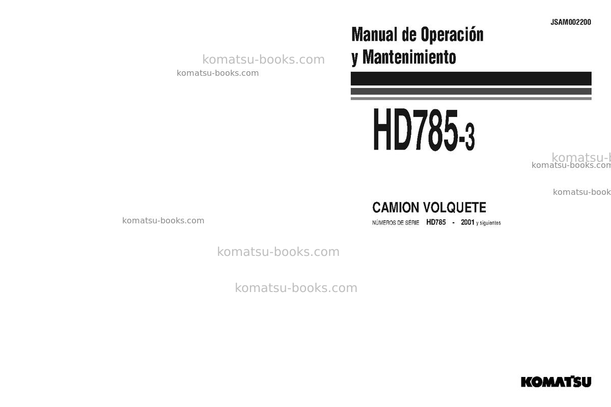 Komatsu hd785-3jpn Manual de operación cover