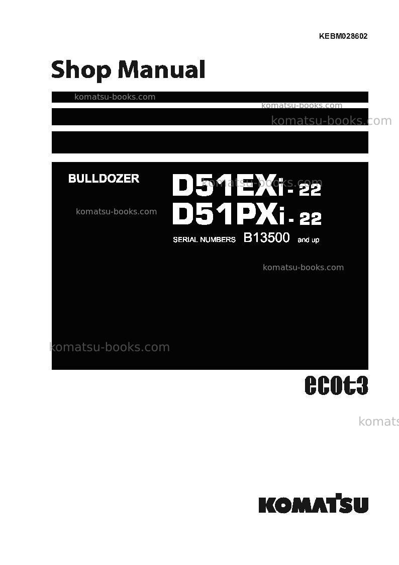 Komatsu d51pxi-22bra Repair & maintenance cover