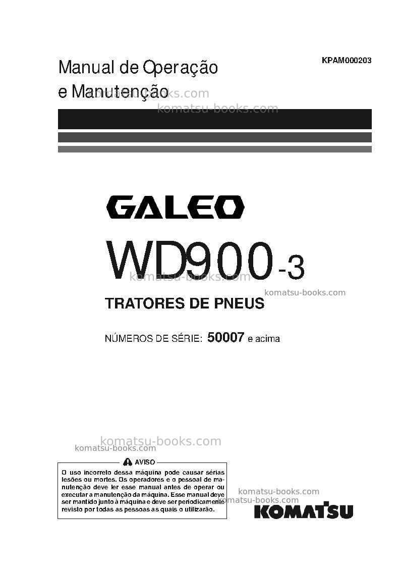 Komatsu wd900-3jpn Manual de operação capa