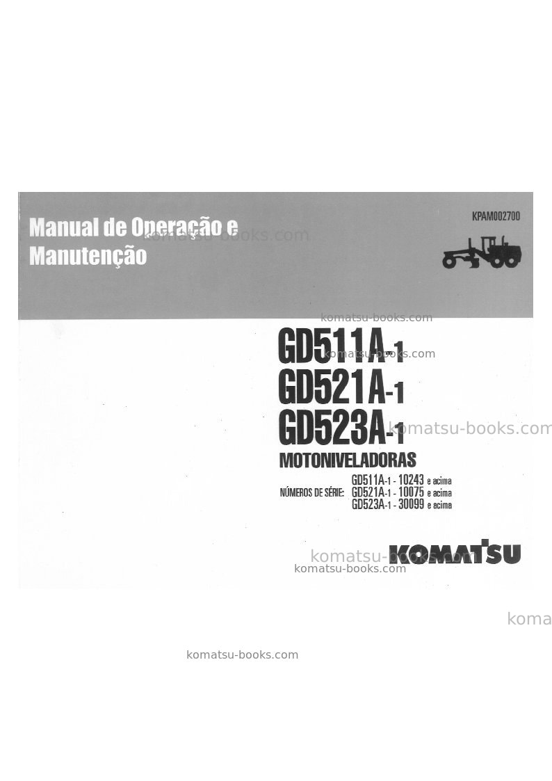 Komatsu gd511a-1jpn Manual de operação capa Komatsu gd511a-1jpn Manual de operação capa