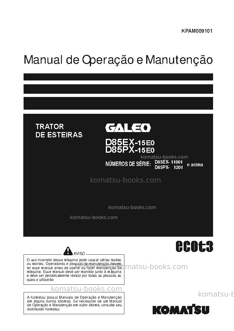 Komatsu d85ex-15jpn-e0 Manual de operação capa