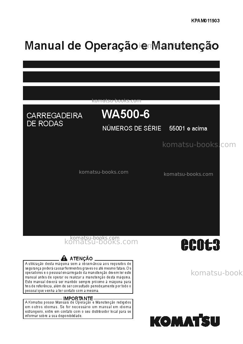 Komatsu wa500-6jpn Manual de operação capa Komatsu wa500-6jpn Manual de operação capa