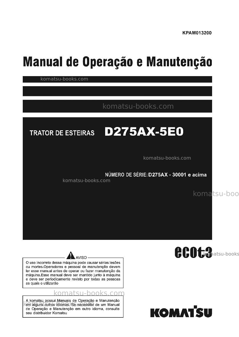 Komatsu d275ax-5jpn-e0 Manual de operação capa Komatsu d275ax-5jpn-e0 Manual de operação capa