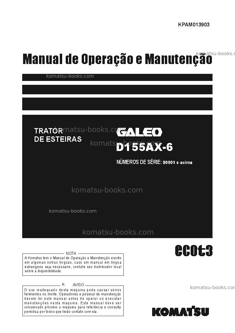 Komatsu d155ax-6jpn Manual de operação capa