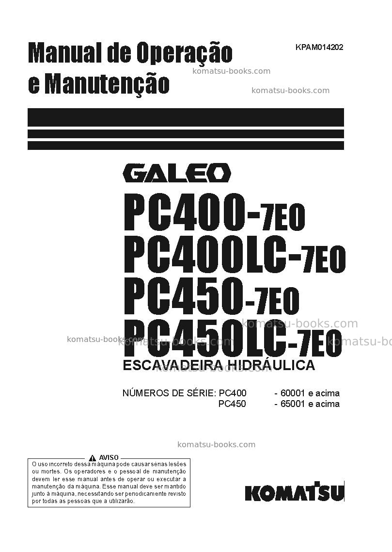 Komatsu pc400-7jpn-e0 Manual de operação capa Komatsu pc400-7jpn-e0 Manual de operação capa