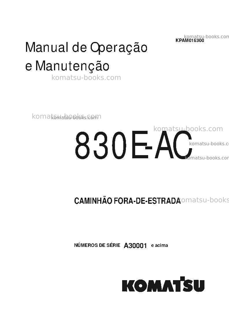 Komatsu 830e-acusa Manual de operação capa Komatsu 830e-acusa Manual de operação capa