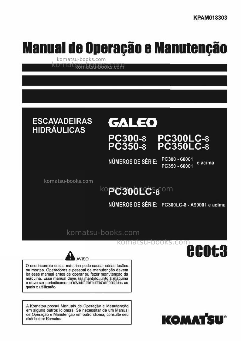 Komatsu pc350lc-8jpn Manual de operação capa Komatsu pc350lc-8jpn Manual de operação capa