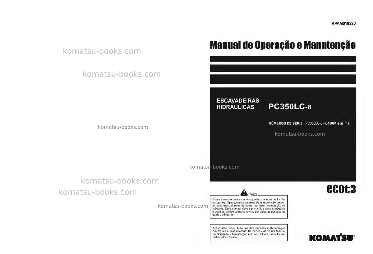 Komatsu pc350lc-8bra Manual de operação capa Komatsu pc350lc-8bra Manual de operação capa