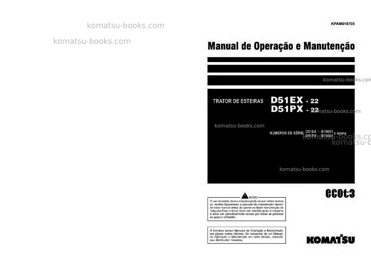 Komatsu d51ex-22bra Manual de operação capa