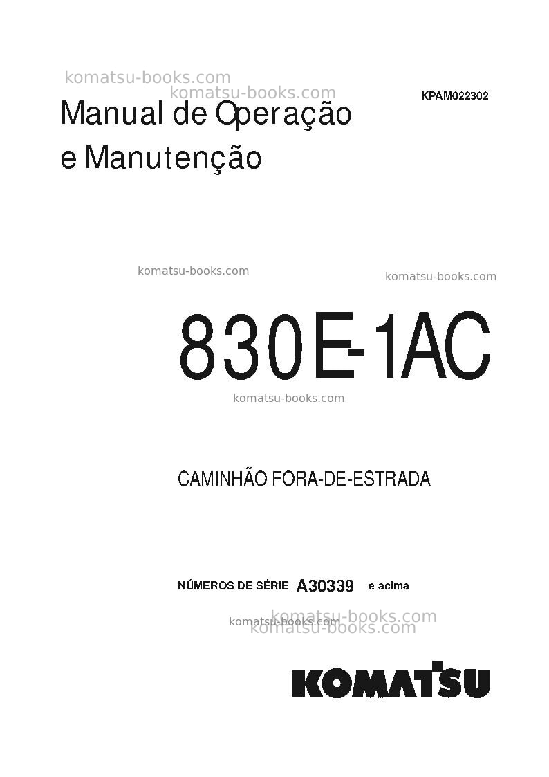 Komatsu 830e-1usa-ac Manual de operação capa Komatsu 830e-1usa-ac Manual de operação capa
