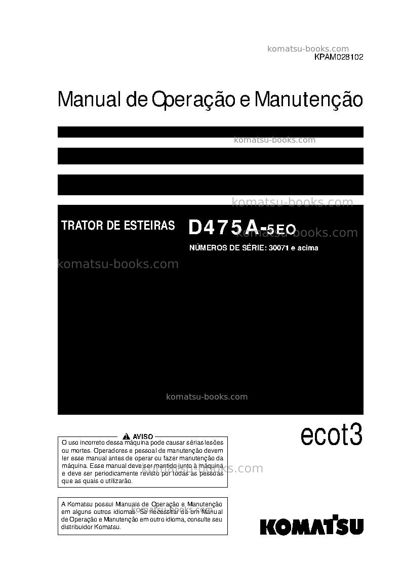 Komatsu d475a-5jpn-e0 Manual de operação capa