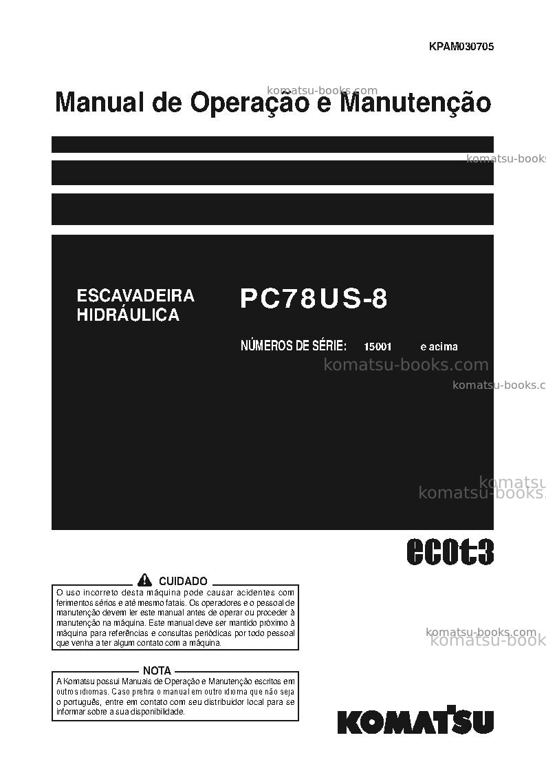 Komatsu pc78us-8jpn Manual de operação capa Komatsu pc78us-8jpn Manual de operação capa