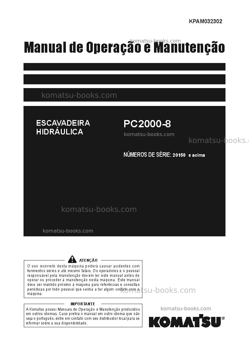 Komatsu pc2000-8jpn Manual de operação capa