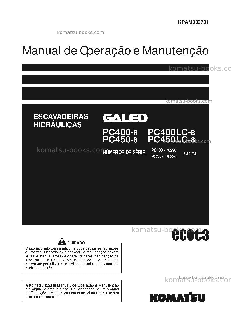 Komatsu pc450-8jpn-work equipment grease 100h Manual de operação capa Komatsu pc450-8jpn-work equipment grease 100h Manual de operação capa