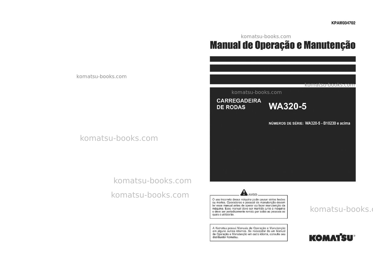 Komatsu wa320-5bra Manual de operação capa Komatsu wa320-5bra Manual de operação capa