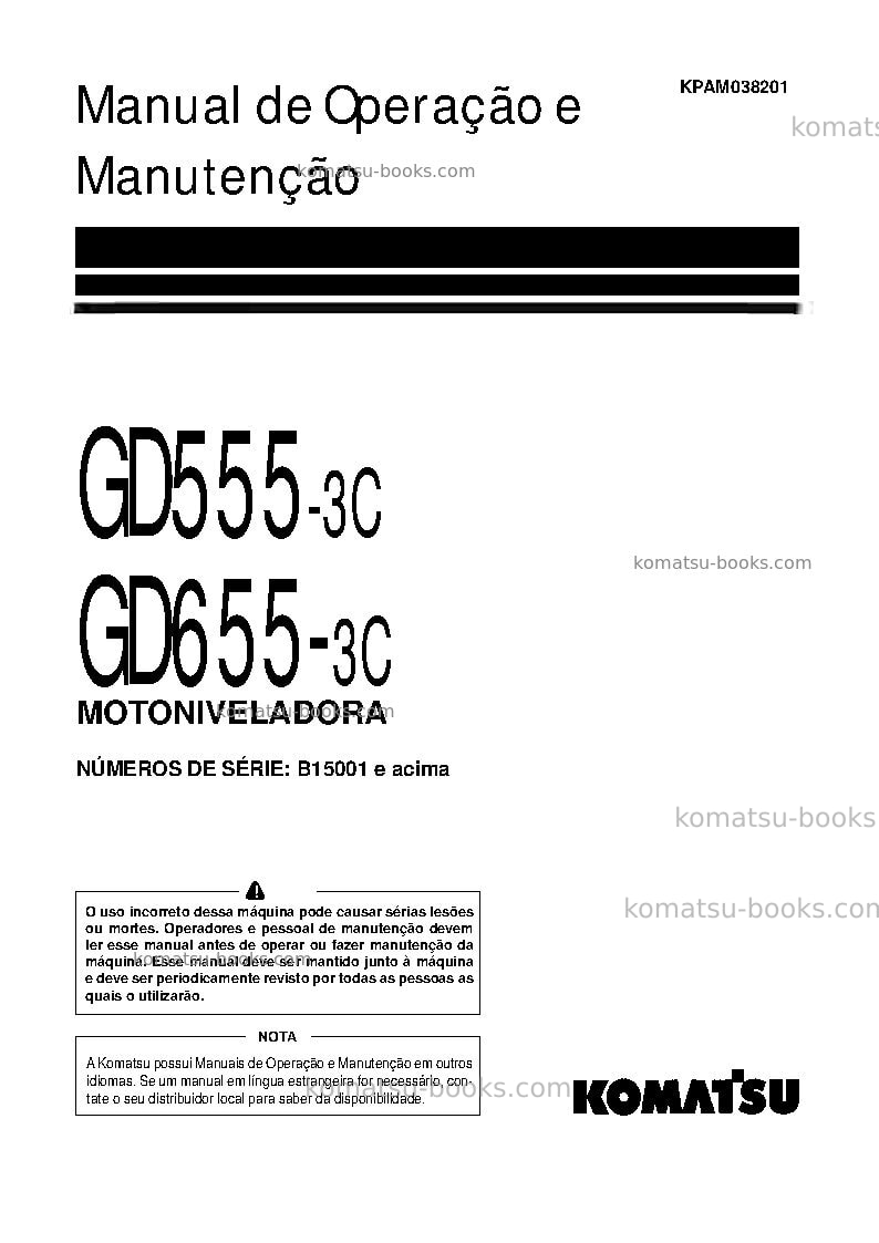 Komatsu gd655-3cbra Manual de operação capa