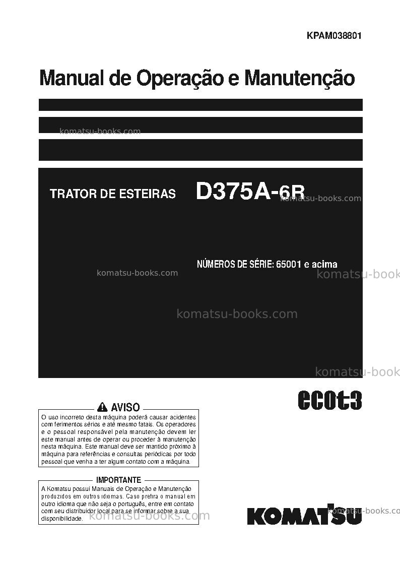 Komatsu d375a-6jpn-r Manual de operação capa