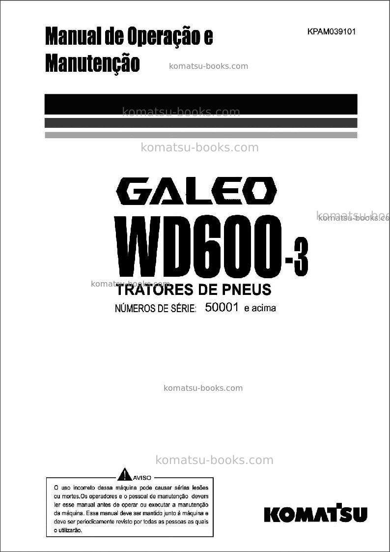Komatsu wd600-3jpn Manual de operação capa Komatsu wd600-3jpn Manual de operação capa