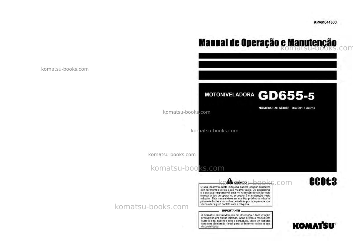 Komatsu gd655-5bbra Manual de operação capa